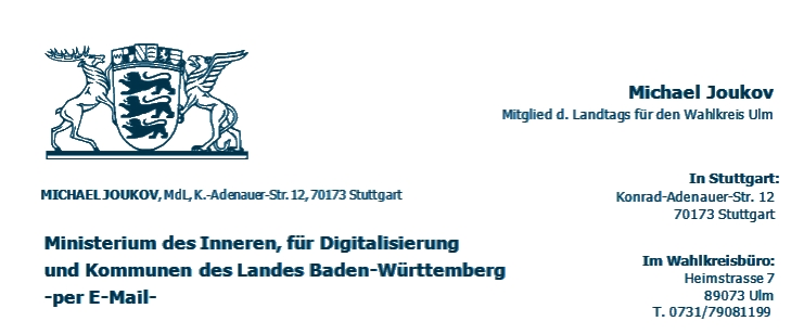 Michael Joukov (MdL) setzt sich für den Schelklinger Polizeiposten ein