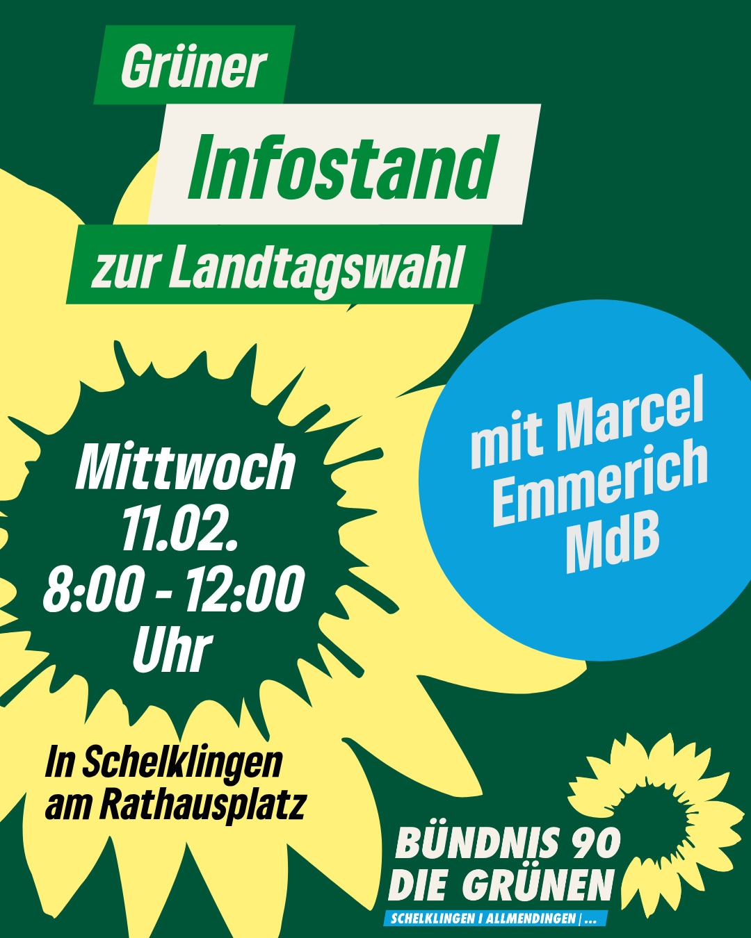 Grüner Infostand in Schelklingen mit Marcel Emmerich 2026